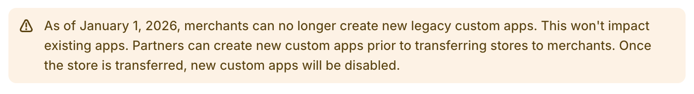 Avertissement Shopify Admin 2026